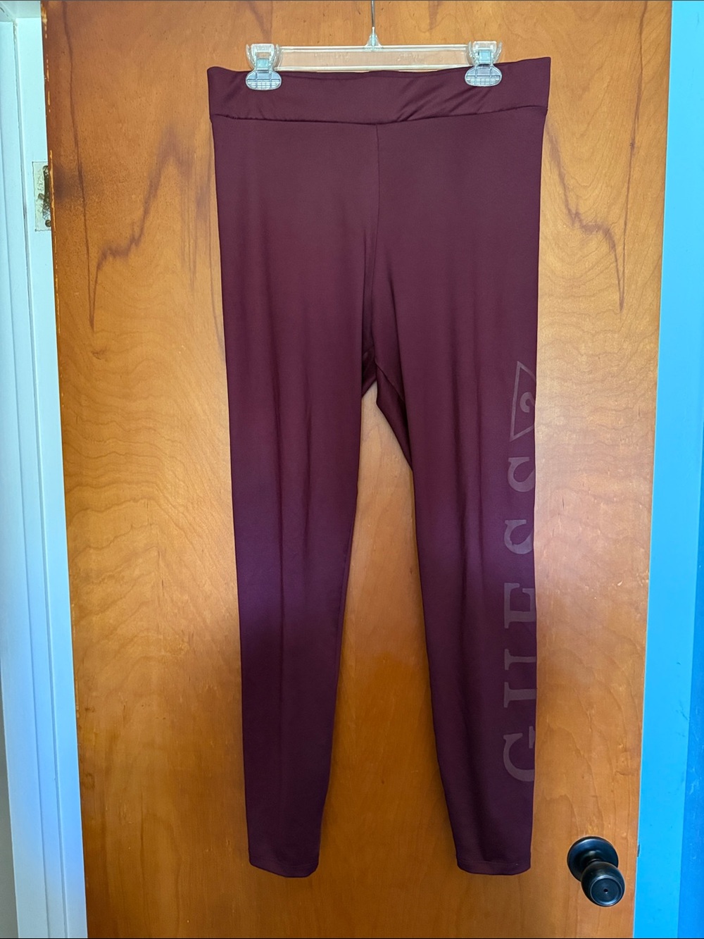 Guess Maroon Leggings with Side Logo
